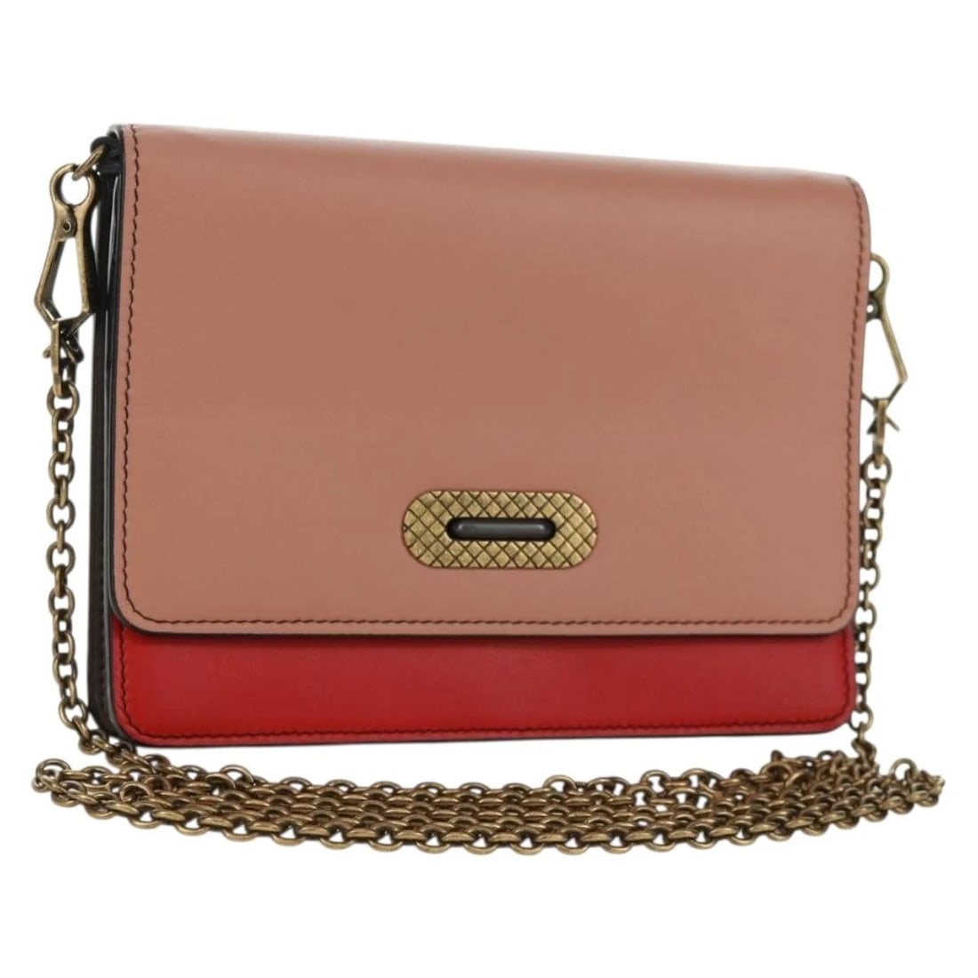 BOTTEGA VENETA CHAIN SHOULDER BAG LEATHER RED GOLD (1 of 3)