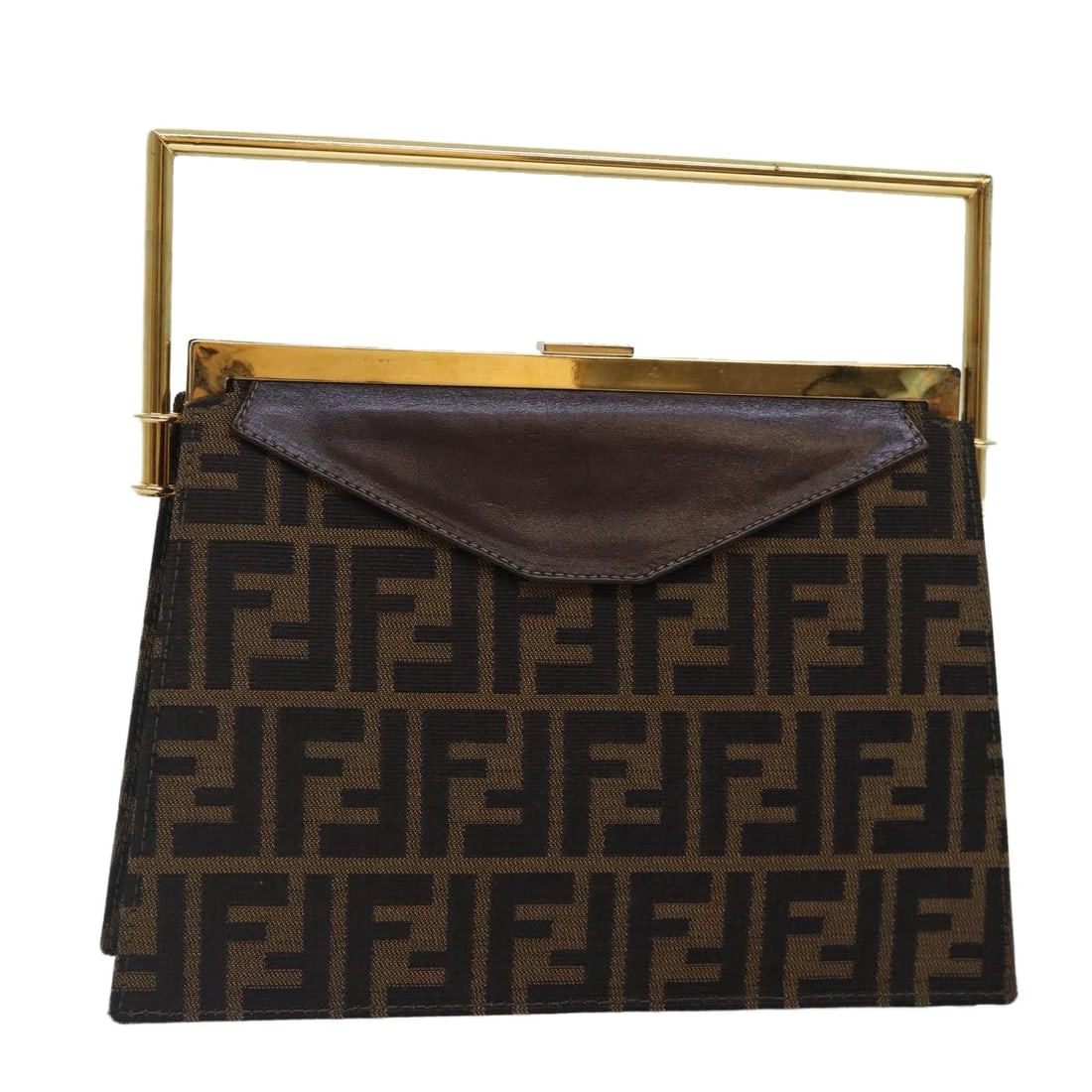 FENDI ZUA CANVAS HAND BAG GOLD BLACK BROWN (1 of 5)