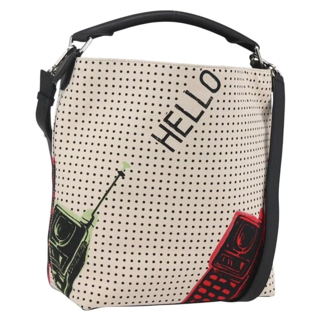 LOEWE SHOULDER BAG CANVAS 2WAY WHITE SILVER: LOEWE Shoulder Bag Canvas 2way White Silver Brand: LOEWE Type/Style: Shoulder Bag Material: Canvas Color: White/Silver Size: Size(Inch)W11.4 x H12.6 x D5.5inch(Approx) Accessories: None Ac