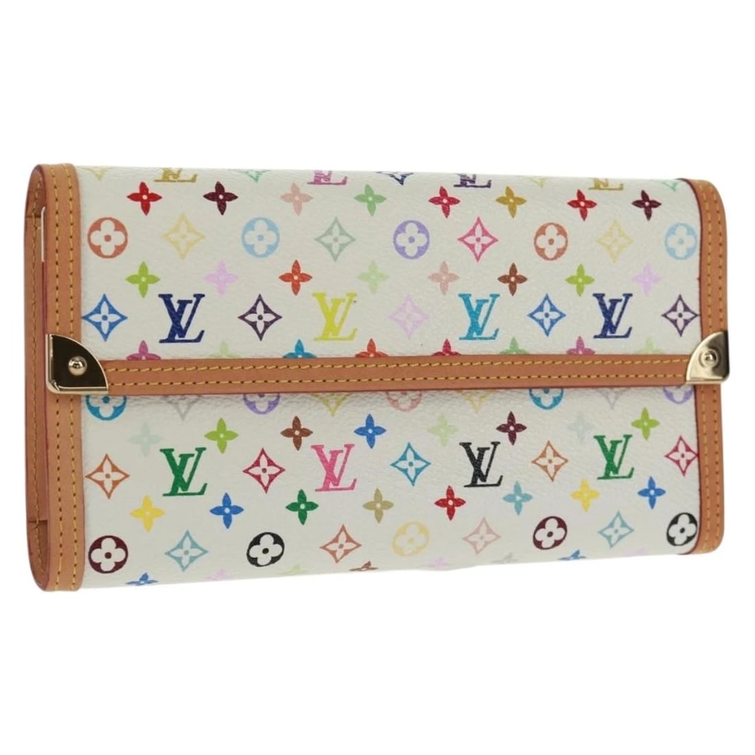 LOUIS VUITTON MULTICOLOR PORTE TRESOR INTERNATIONAL WALLET: LOUIS VUITTON Multicolor Porte Tresor International Wallet Brand: LOUIS VUITTON Type/Style: Long Wallet Material: Monogram Multicolor Canvas Color: White Size: Size(Inch) W7.5 x H3.9 x D1.2inch(Approx