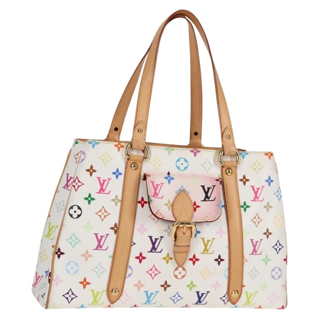 LOUIS VUITTON MONOGRAM MULTICOLOR AURELIA MM TOTE BAG WHITE (1 of 5)