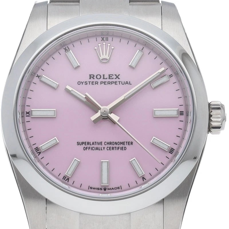 ROLEX OYSTER WATCH PINK STAINLESS STEEL WATCH: ROLEX Oyster Watch Pink Stainless Steel watch Brand: ROLEX Type/Style: Wristwatch Material: Stainless Steel Color: pink Size: Case Diameter(H):About 1.3 inch Case Diameter(W):About 1.3 inch Wrist size