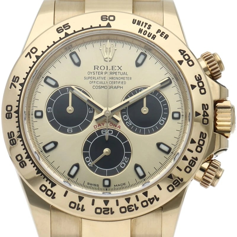 ROLEX COSMOGRAPH WATCH 18K YELLOW GOLD WATCH: ROLEX Cosmograph Watch 18K Yellow Gold watch Brand: ROLEX Type/Style: Wristwatch Material: 18K Yellow Gold Color: Champagne / black Size: Case Diameter(H):About 1.6 inch Case Diameter(W):About 1.6 inc