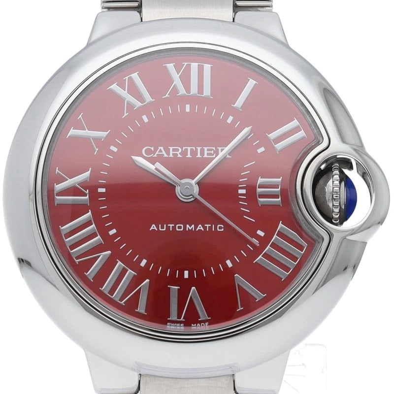 CARTIER WATCH STAINLESS STEEL WATCH: CARTIER Watch Stainless Steel watch Brand: CARTIER Type/Style: Wristwatch Material: Stainless Steel Color: Red Size: Case Diameter(H):About 1.3 inch Case Diameter(W):About 1.3 inch Wrist size:About 6.