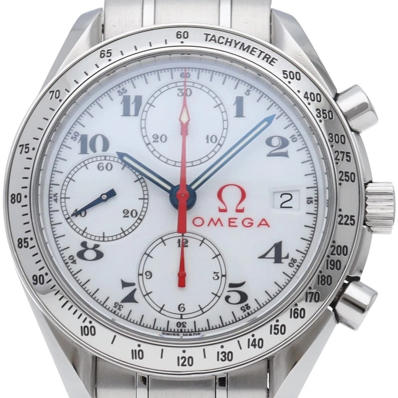 OMEGA STAINLESS STEEL WATCH: OMEGA Stainless Steel watch Brand: OMEGA Type/Style: Wristwatch Material: Stainless Steel Color: white Size: Case Diameter(H):About 1.5 inch Case Diameter(W):About 1.5 inch Wrist size:About 6.7 inch