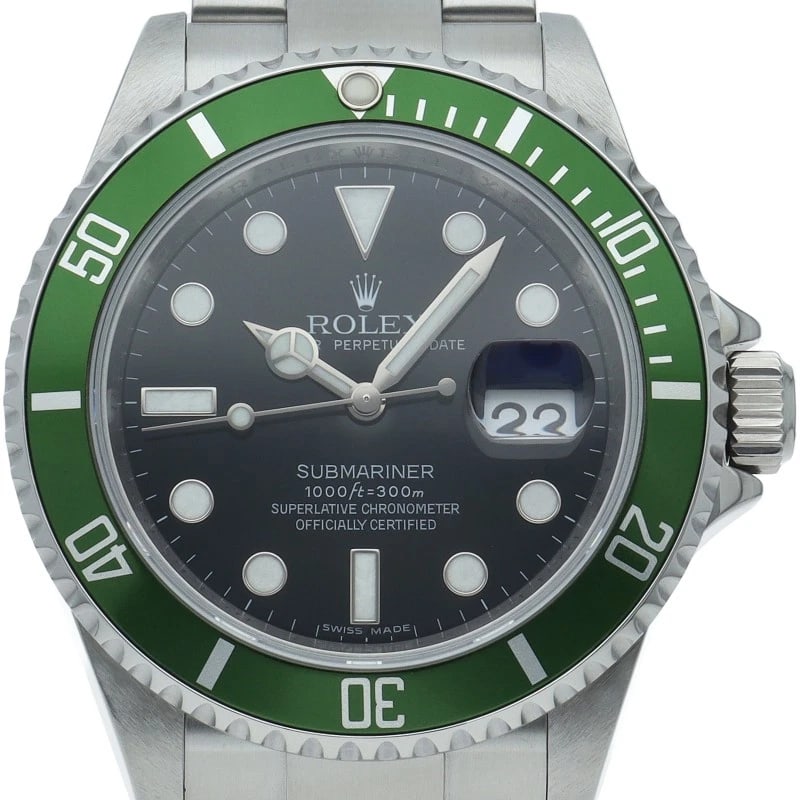 ROLEX GREEN STAINLESS STEEL WATCH: ROLEX Green Stainless Steel watch Brand: ROLEX Type/Style: Wristwatch Material: Stainless Steel Color: black Size: Case Diameter(H):About 1.6 inch Case Diameter(W):About 1.6 inch Wrist size:About 7.5 