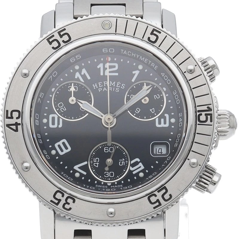 HERMES WATCH STAINLESS STEEL WATCH: HERMES Watch Stainless Steel watch Brand: HERMES Type/Style: Wristwatch Material: Stainless Steel Color: black Size: Case Diameter(H):About 1.3 inch Case Diameter(W):About 1.3 inch Wrist size:About 6.