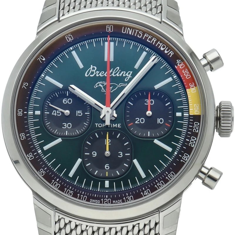 BREITLING CHRONOGRAPH WATCH STAINLESS STEEL WATCH: BREITLING Chronograph watch Stainless Steel watch Brand: BREITLING Type/Style: Wristwatch Material: Stainless Steel Color: Green / black Size: Case Diameter(H):About 1.6 inch Case Diameter(W):About 1.