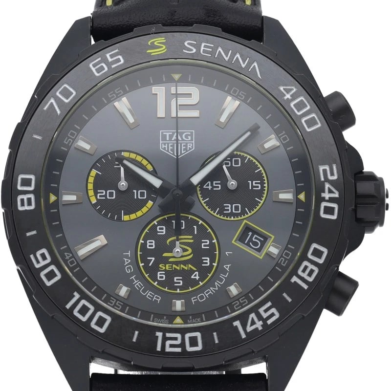 TAG HEUER CHRONOGRAPH WATCHSTAINLESS STEEL / LEATHER WATCH: TAG HEUER Chronograph watchStainless Steel / Leather watch Brand: TAG HEUER Type/Style: Wristwatch Material: Stainless Steel / Leather Color: black Size: Case Diameter(H):About 1.7 inch Case Diameter(