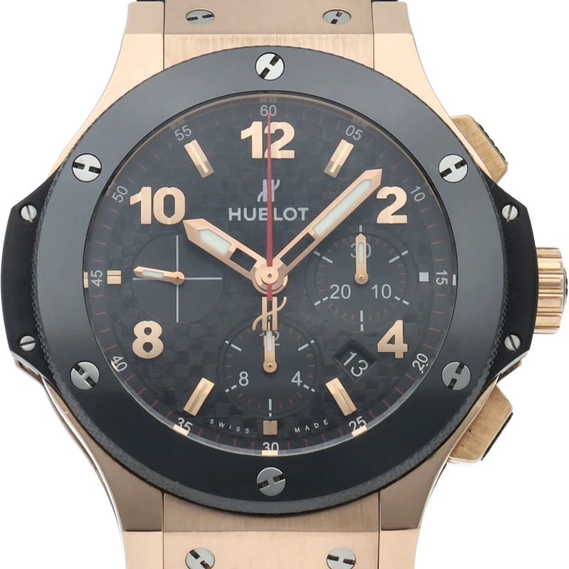 HUBLOT GOLD CERAMIC CHRONOGRAPH K18PG/RUBBER WATCH: HUBLOT Gold Ceramic Chronograph K18PG/rubber watch Brand: HUBLOT Type/Style: Wristwatch Material: K18PG/ceramic/rubber Color: black Size: Case Diameter(H):About 1.7 inch Case Diameter(W):About 1.7 inc