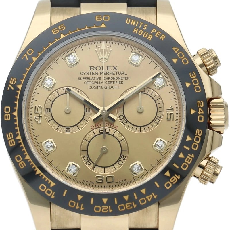 ROLEX COSMOGRAPH DAYTONA WATCH DIAMOND K18 YG / RUBBER WATCH: ROLEX Cosmograph Daytona Watch Diamond K18 YG / rubber watch Brand: ROLEX Type/Style: Wristwatch Material: K18 YG / rubber Color: Champagne / Champagne Size: Case Diameter(H):About 1.6 inch Case Diame
