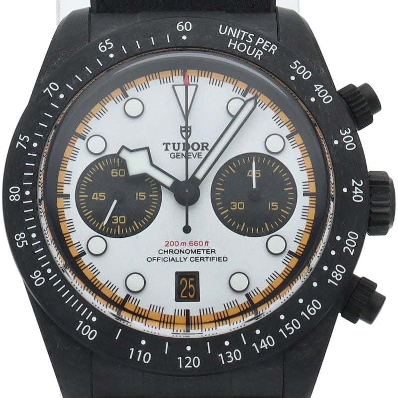 TUDOR BLACK CHRONOGRAPH CARBON / RUBBER WATCH (1 of 4)