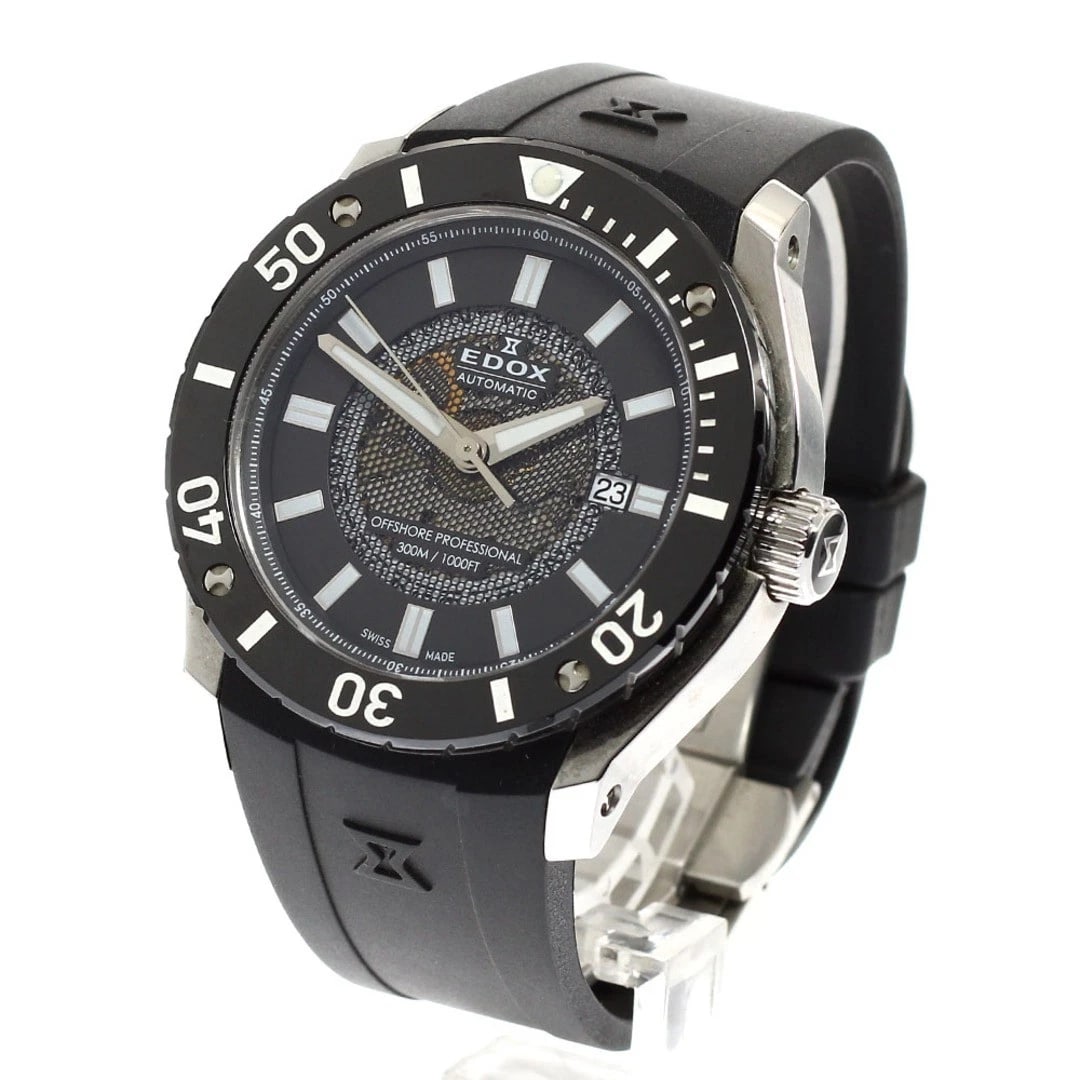 EDOX AUTOMATIC WATCH BLACK SKELETON WATCH - 2