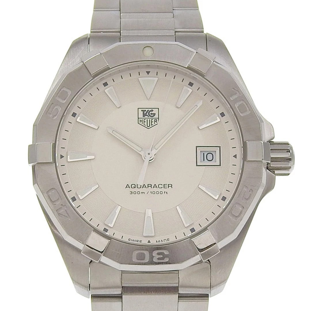 TAG HEUER AQUARACER QUARTZ WATCH SS WHITE WATCH: TAG HEUER Aquaracer Quartz Watch SS White watch Brand: TAG Heuer Type/Style: NA Material: Case Material: Stainless Steel Color: Dial Color White Size: Case Diameter Approximately 41mm (excluding