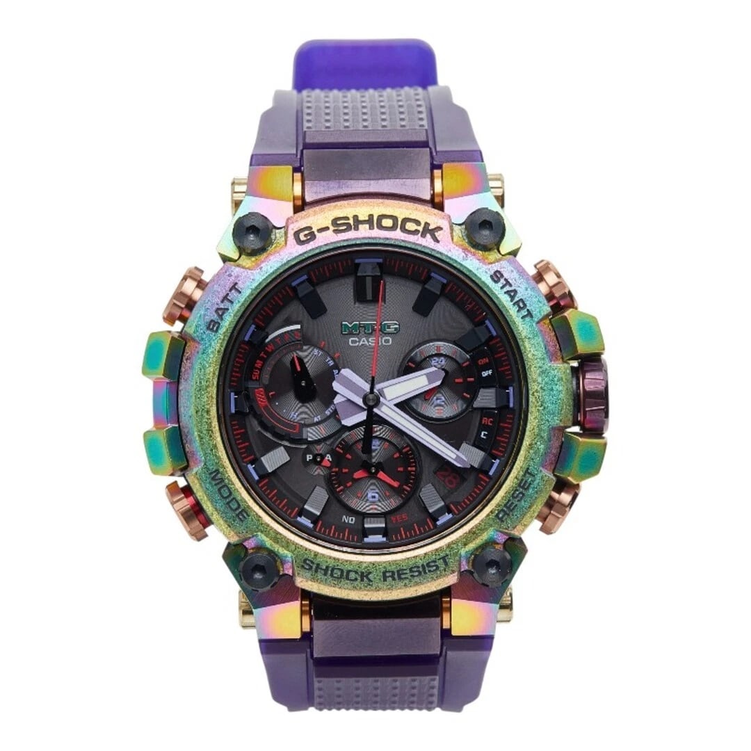 CASIO G-SHOCK SOLAR WATCH PURPLE GOLD WATCH: Casio G-Shock Solar Watch Purple Gold watch Brand: CASIO Type/Style: NA Material: Carbon and Stainless Steel Color: Dial Color Black Size: Case Diameter: Approximately 51.8mm Case Thickness: