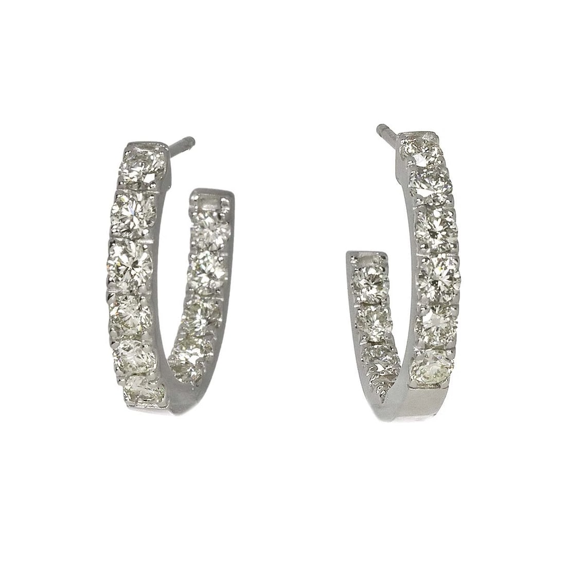 DIAMOND EARRINGS PIERCED 18K K18 WG 750 (1 of 5)