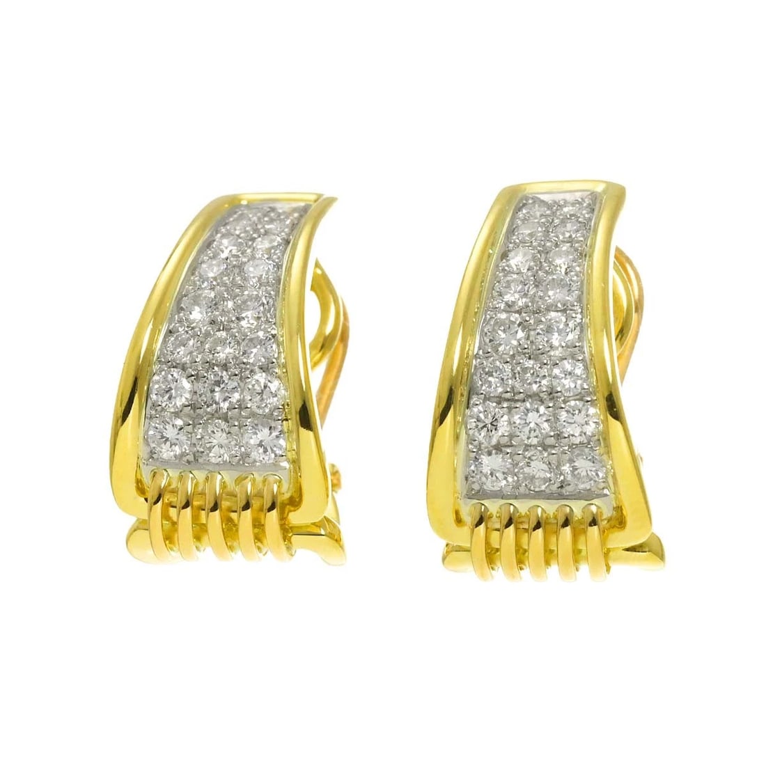 DIAMOND EARRINGS 18K YG PT PLATINUM 750 (1 of 4)