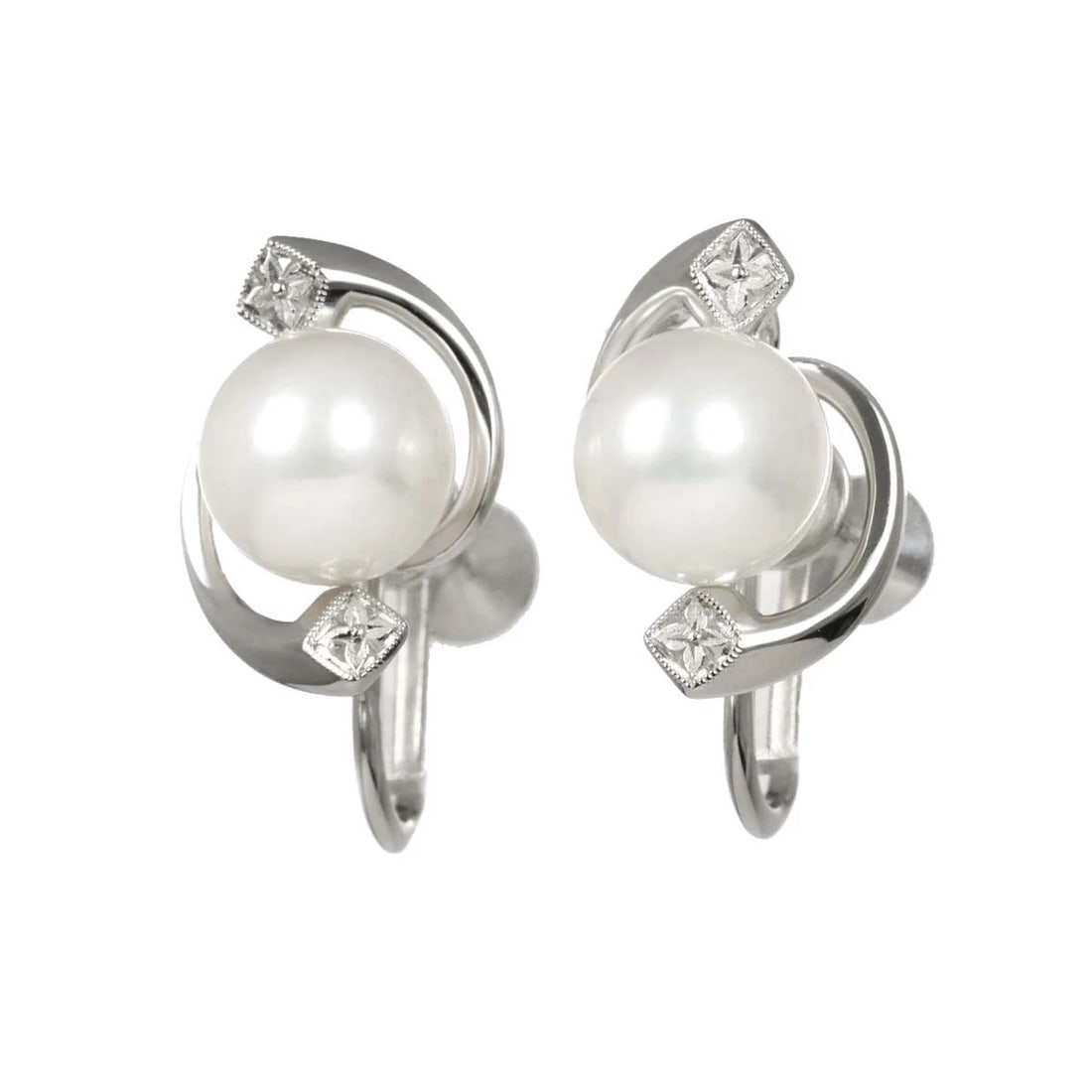 MIKIMOTO AKOYA PEARL EARRINGS 18K WG 750 (1 of 3)