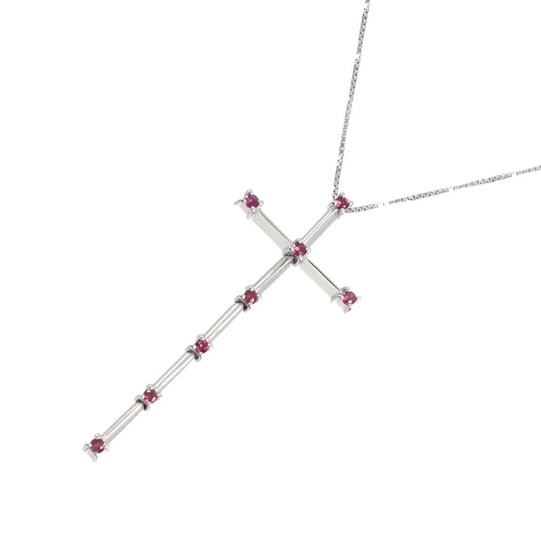DAMIANI FRAMMENTI CROSS RUBY DIAMOND NECKLACE 18K WG 750 (1 of 4)