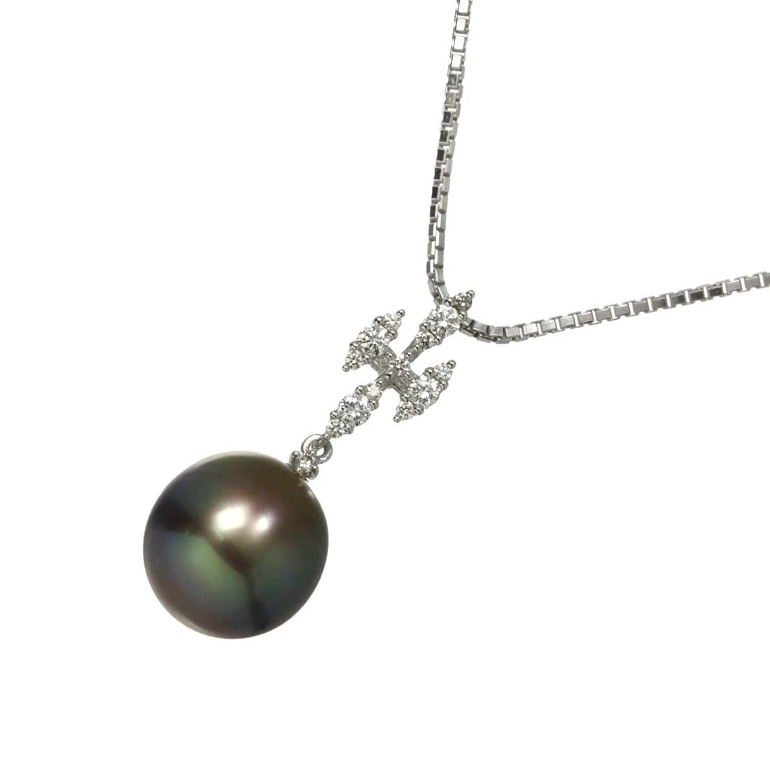TASAKI BLACK PEARL DIAMOND NECKLACE 18K WG 750: TASAKI Black Pearl Diamond Necklace 18K WG 750 Brand: TASAKI Type/Style: Necklace Material: 750White Gold Main Stone South Sea Pearl Color: White Gold Size: internal circumference of the chain:17.7inc