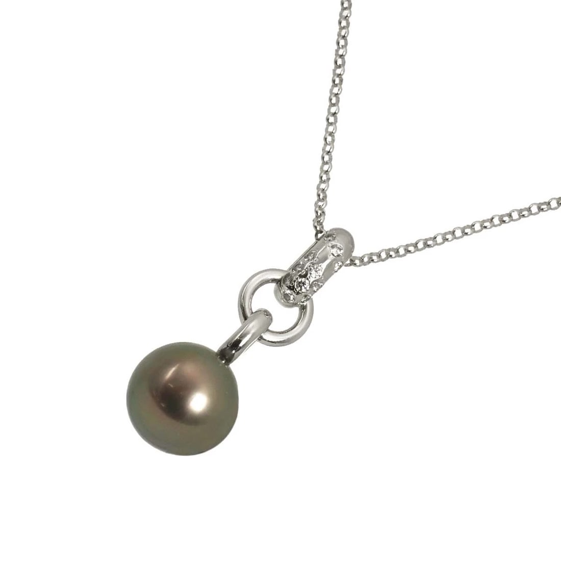 TASAKI BLACK PEARL DIAMOND NECKLACE 18K WG 750 (1 of 5)