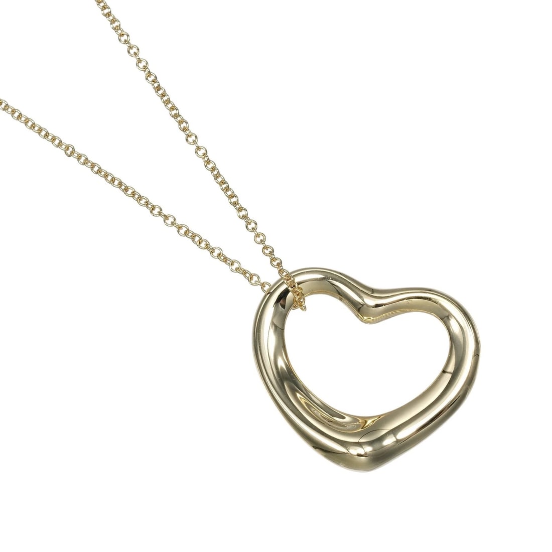 TIFFANY&CO. OPEN HEART NECKLACE K18 YELLOW GOLD: TIFFANY&Co. Open heart Necklace K18 yellow gold Brand: TIFFANY&Co. Type/Style: Necklace Material: K18 yellow gold Color: Gold Size: Size(CM) Neck around?40cm Top?W22.4mm x H19.2mm Accessories: Non