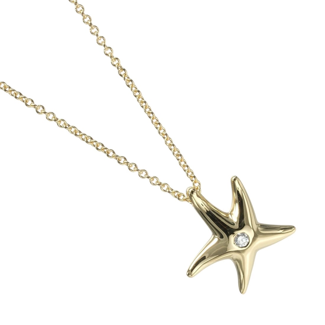 TIFFANY&CO. STAR FISH NECKLACE K18 YELLOW GOLD/DIAMOND: TIFFANY&Co. Star fish Necklace K18 yellow gold/diamond Brand: TIFFANY&Co. Type/Style: Necklace Material: K18 yellow gold Color: Gold Size: Size(CM) Neck around?40cm Top?W14.58mm x H14.96mm Accesso
