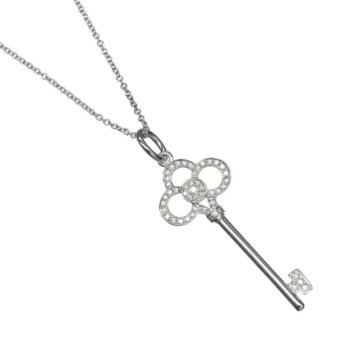 TIFFANY&CO. CROWN KEY NECKLACE K18 WHITE GOLD/DIAMOND: TIFFANY&Co. Crown key Necklace K18 white gold/diamond Brand: TIFFANY&Co. Type/Style: Necklace Material: K18 white gold Color: Silver Size: Size(CM) Neck around?40cm Top?W13.84mm x H35.73mm Accesso