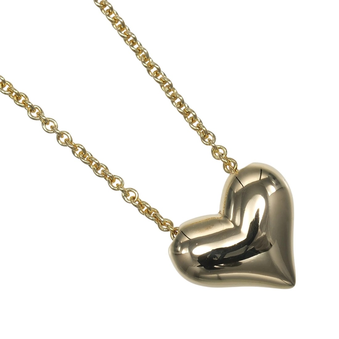 TIFFANY&CO. PINTIDE HEART NECKLACE K18 YELLOW GOLD: TIFFANY&Co. Pintide Heart Necklace K18 yellow gold Brand: TIFFANY&Co. Type/Style: Necklace Material: K18 yellow gold Color: Gold Size: Size(CM) Neck around?40cm Top?W14.8mm x H12.6mm Accessories: