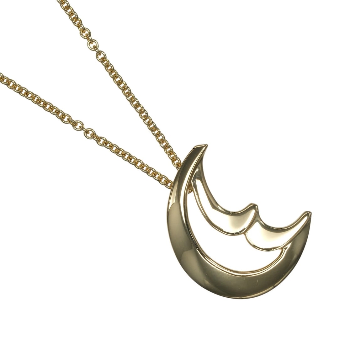 TIFFANY&CO. CRESCENT MOON NECKLACE K18 YELLOW GOLD: TIFFANY&Co. Crescent moon Necklace K18 yellow gold Brand: TIFFANY&Co. Type/Style: Necklace Material: K18 yellow gold Color: Gold Size: Size(CM) Neck around?44cm Top?W17.5mm x H22mm Accessories: No