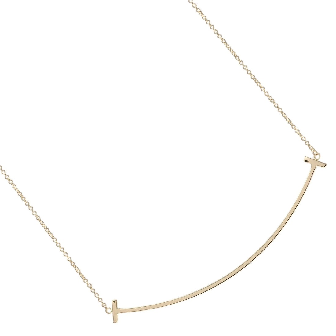 TIFFANY&CO. T SMILE LARGE NECKLACE K18 PINK GOLD: TIFFANY&Co. T smile large Necklace K18 Pink Gold Brand: TIFFANY&Co. Type/Style: Necklace Material: K18 Pink Gold Color: Gold Size: Size(CM) Neck around?44cm Top?W12mm x H68.7mm Accessories: None