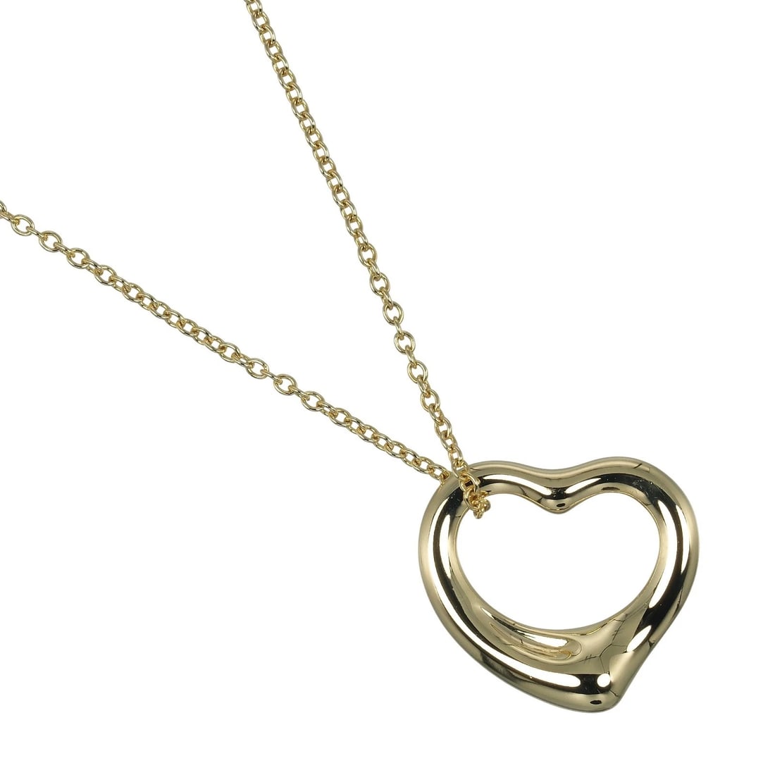 TIFFANY&CO. OPEN HEART NECKLACE K18 YELLOW GOLD: TIFFANY&Co. Open heart Necklace K18 yellow gold Brand: TIFFANY&Co. Type/Style: Necklace Material: K18 yellow gold Color: Gold Size: Size(CM) Neck around?40cm Top?W15.9mm x H14.2mm Accessories: None