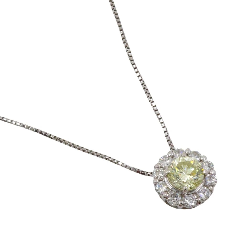NECKLACE PT900PLATINUM/PT850PLATINUM/DIAMOND: Necklace Pt900Platinum/Pt850Platinum/diamond Brand: no brand Type/Style: Necklace Material: Pt900Platinum Color: Silver Size: Size(CM) Neck around??45.5cm Top?W11mm x H11mm Accessories: None <