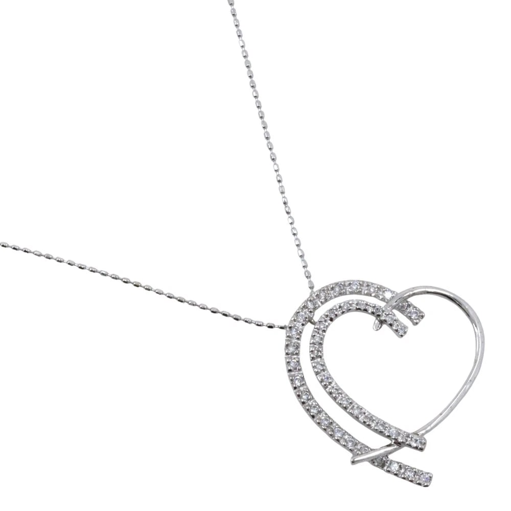 HEART NECKLACE 14 WHITE GOLD/DIAMOND HEART: heart Necklace 14 white gold/diamond heart Brand: no brand Type/Style: Necklace Material: 14 white gold Color: Silver Size: Size(CM) Neck around?40.0cm Top?W23mm x H24mm Accessories: None Accessories