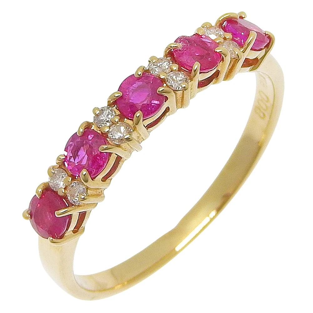 RING K18 YELLOW GOLD/RUBY/DIAMOND: Ring K18 yellow gold/Ruby/diamond Brand: no brand Type/Style: Ring Material: K18 yellow gold Main Stone Ruby Color: Gold Size: 5.6(US Size) Accessories: None Accessories Notice: When purch
