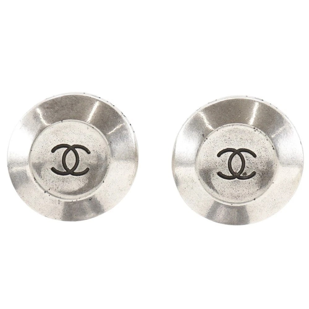 CHANEL COCO MARK EARRING SILVER METALLIC (1 of 4)