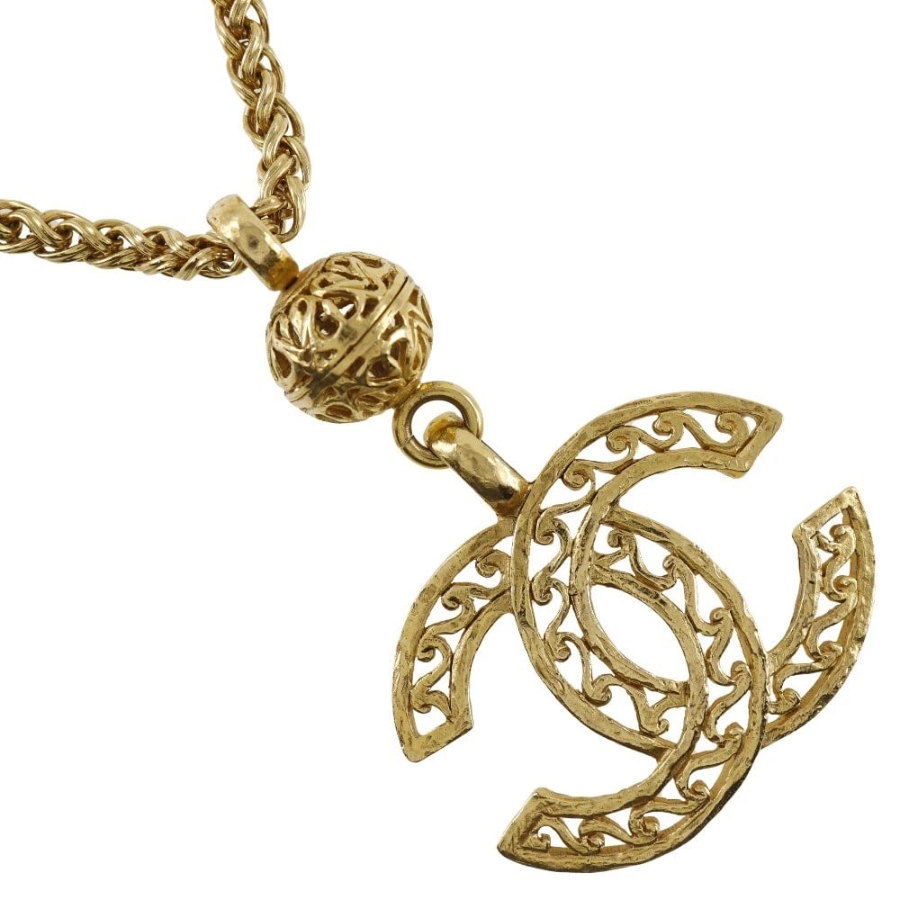 CHANEL COCO MARK NECKLACE PENDANT PLATED GOLD (1 of 5)