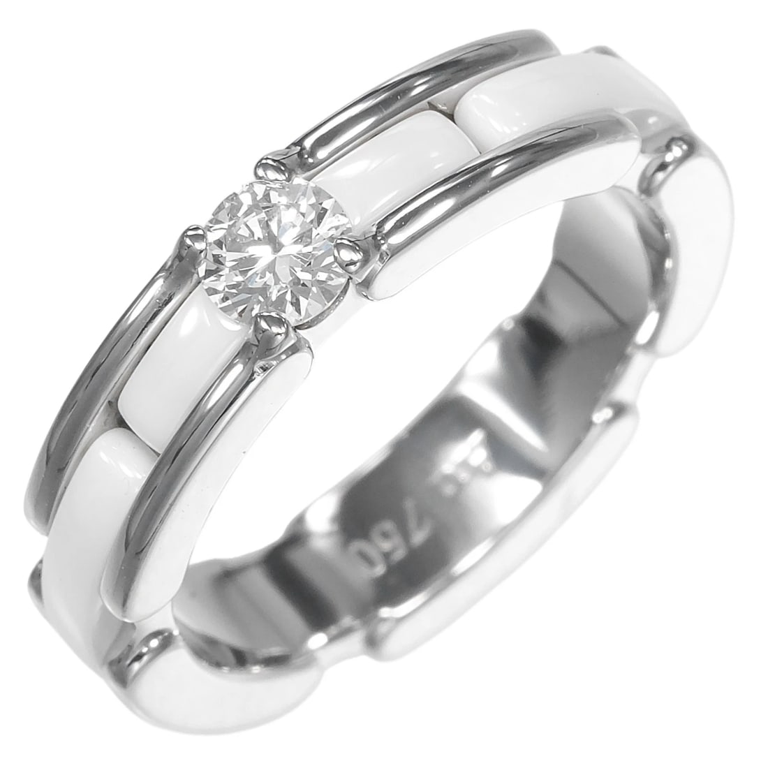 CHANEL ULTRA SMALL RING K18 WHITE GOLD/DIAMOND/CERAMIC: CHANEL Ultra Small Ring K18 white gold/diamond/ceramic Brand: CHANEL Type/Style: Ring Material: K18 white gold Color: White Size: 4.1(US Size) Accessories: None Accessories Notice: When pu