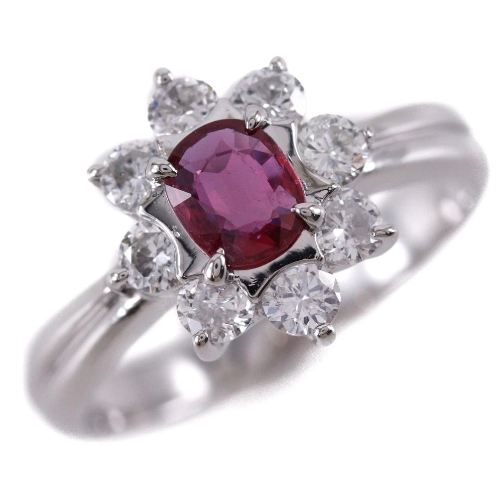 RING PT900PLATINUM/RUBY/DIAMOND: Ring Pt900Platinum/Ruby/diamond Brand: no brand Type/Style: Ring Material: Pt900Platinum Main Stone Ruby Color: Silver Size: 5.8(US Size) Accessories: None Accessories Notice: When purchas
