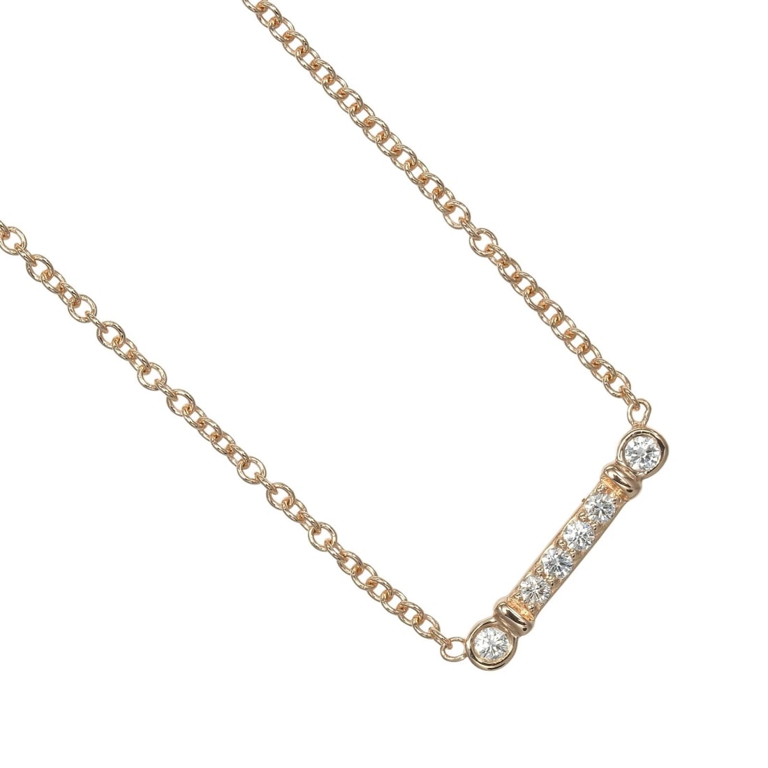 TIFFANY&CO. FLEUR DE LIS STEM NECKLACE K18 PINK GOLD/DIAMOND: TIFFANY&Co. Fleur de lis stem Necklace K18 Pink Gold/diamond Brand: TIFFANY&Co. Type/Style: Necklace Material: K18 Pink Gold Color: Gold Size: Size(CM) Neck around?40cm Top?W12mm x H2mm Accessorie