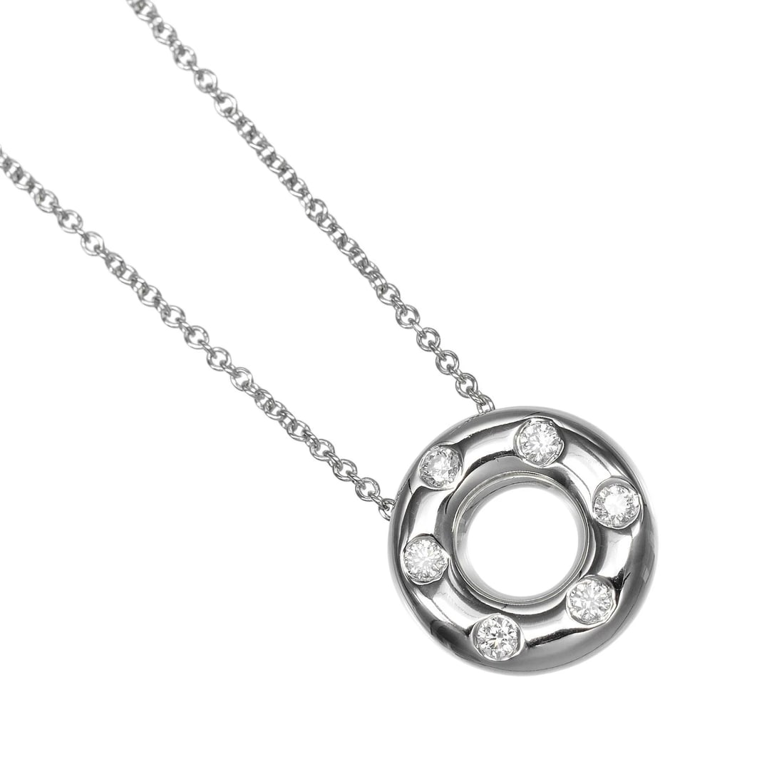 TIFFANY&CO. DOTS CIRCLE NECKLACE PT950PLATINUM/DIAMOND: TIFFANY&Co. dots circle Necklace Pt950Platinum/diamond Brand: TIFFANY&Co. Type/Style: Necklace Material: Pt950Platinum Color: Silver Size: Size(CM) Neck around?40cm Accessories: None Acces