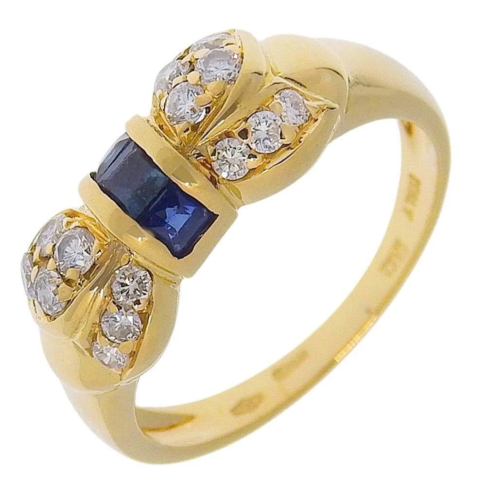 RING K18 YELLOW GOLD/SAPPHIRE/DIAMOND: Ring K18 yellow gold/sapphire/diamond Brand: no brand Type/Style: Ring Material: K18 yellow gold Main Stone sapphire Color: Gold Size: 5.1(US Size) Accessories: None Accessories Notice: Wh