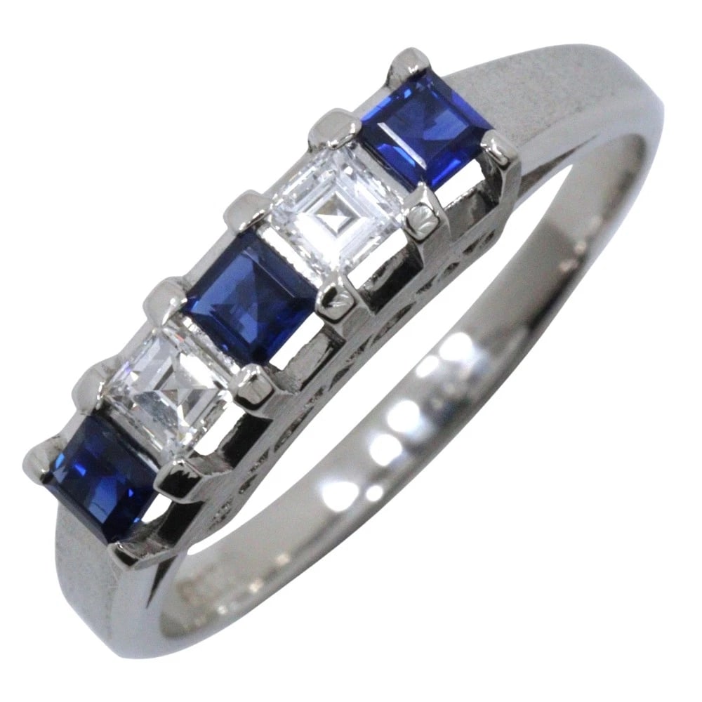 ONE CHARACTER RING PT900PLATINUM/SAPPHIRE/DIAMOND: One character Ring Pt900Platinum/sapphire/diamond Brand: no brand Type/Style: Ring Material: Pt900Platinum Main Stone sapphire Color: Silver Size: 7.0(US Size) Accessories: None Accessorie