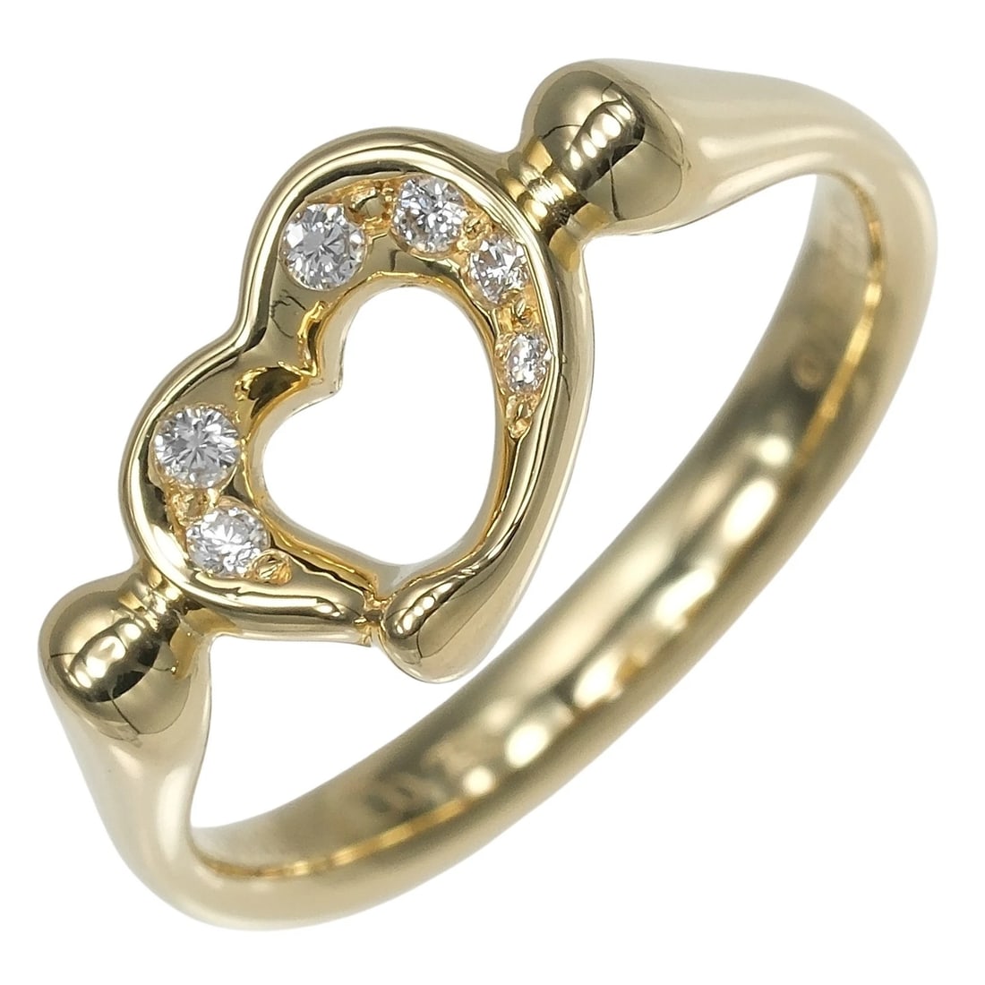 TIFFANY&CO. OPEN HEART RING K18 YELLOW GOLD/5PDIAMOND: TIFFANY&Co. Open heart Ring K18 yellow gold/5PDiamond Brand: TIFFANY&Co. Type/Style: Ring Material: K18 yellow gold Color: Gold Size: 4.3(US Size) Accessories: None Accessories Notice: When