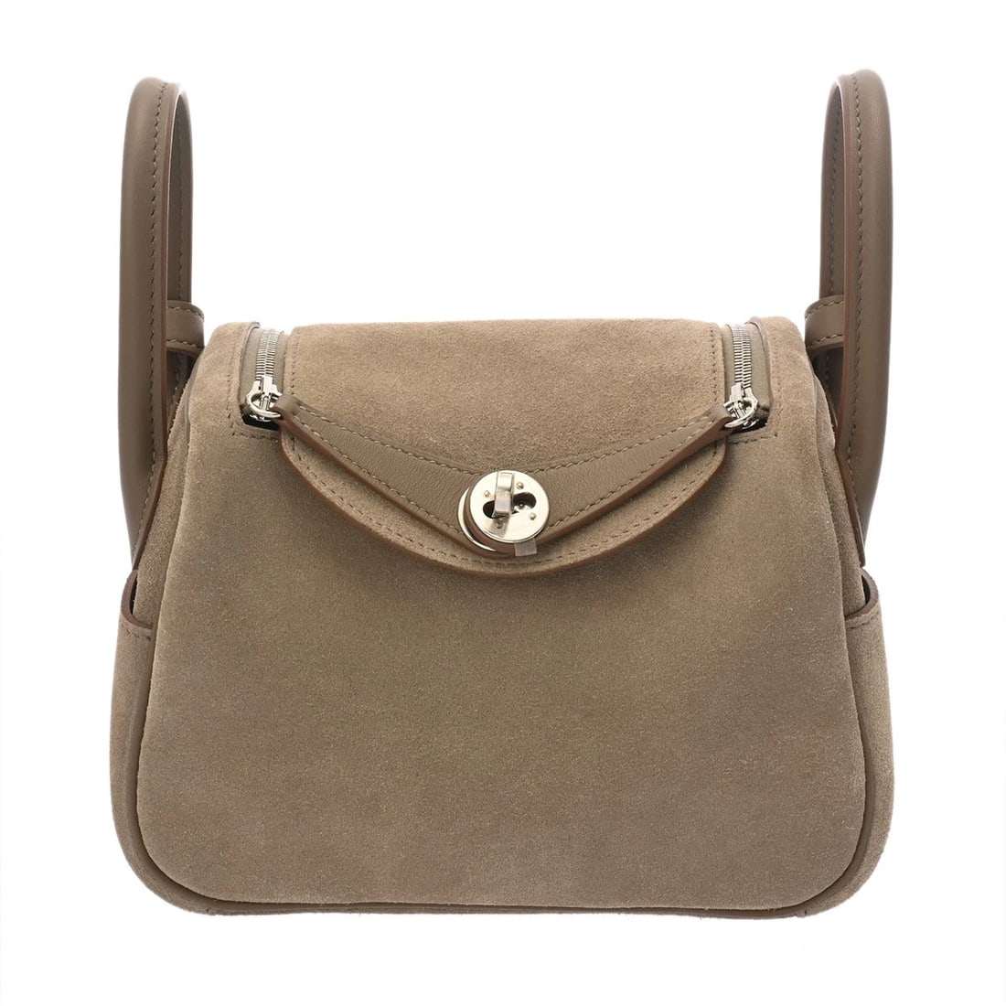 HERMES LINDY MINI TOUCH VAUX SWIFT/GRIZZLY ETOPE SHOULDER BAG: HERMES Lindy Mini Touch Vaux Swift/Grizzly Etope Shoulder Bag Brand: HERMES Type/Style: Shoulder Bag Material: Vaux Swift/Grizzly Color: Etope × SilverMetal Size: H:about 5.1inch W:about 7.5inch D:ab