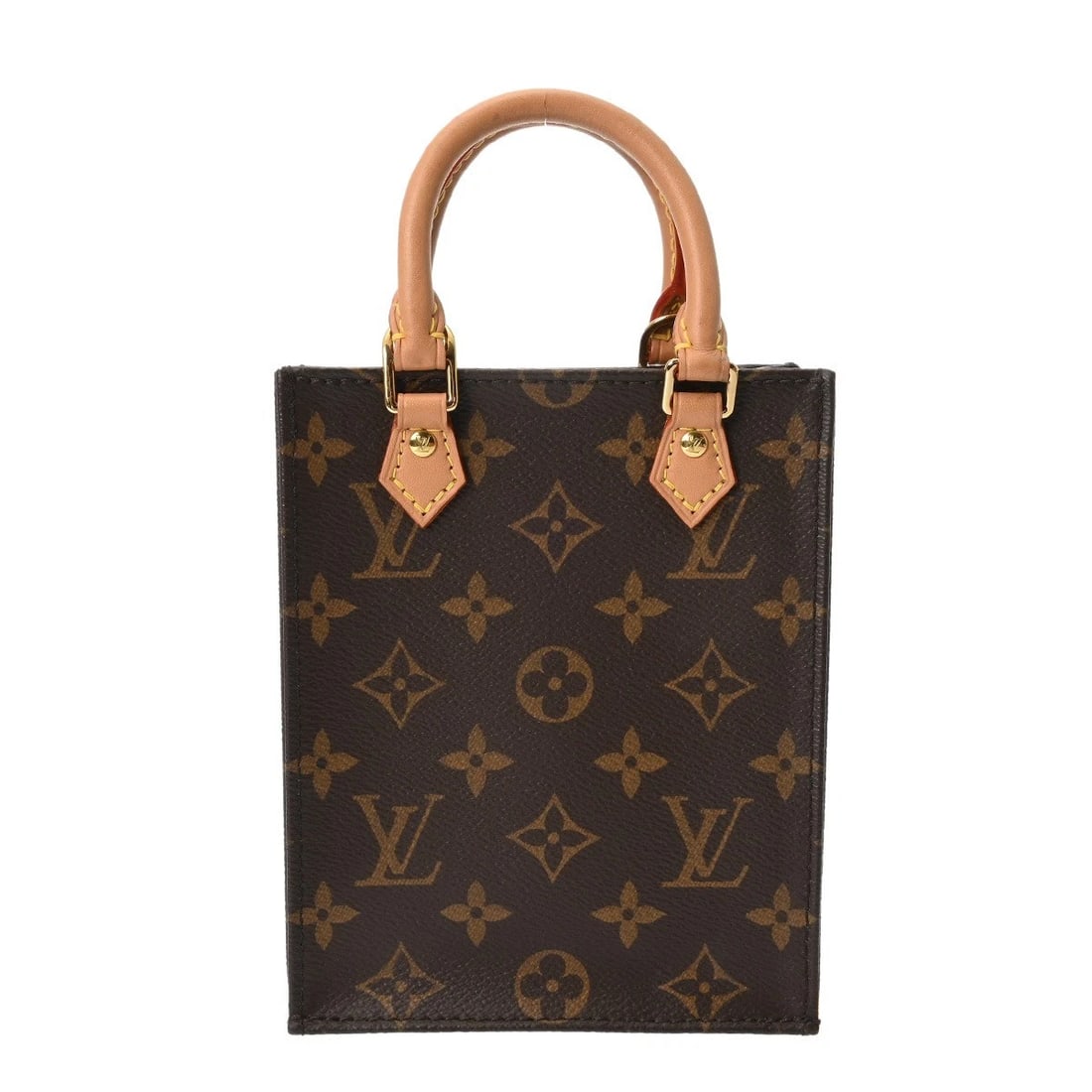 LOUIS VUITTON PETIT SAC PLAT 2WAY MONOGRAM CANVAS BROWN