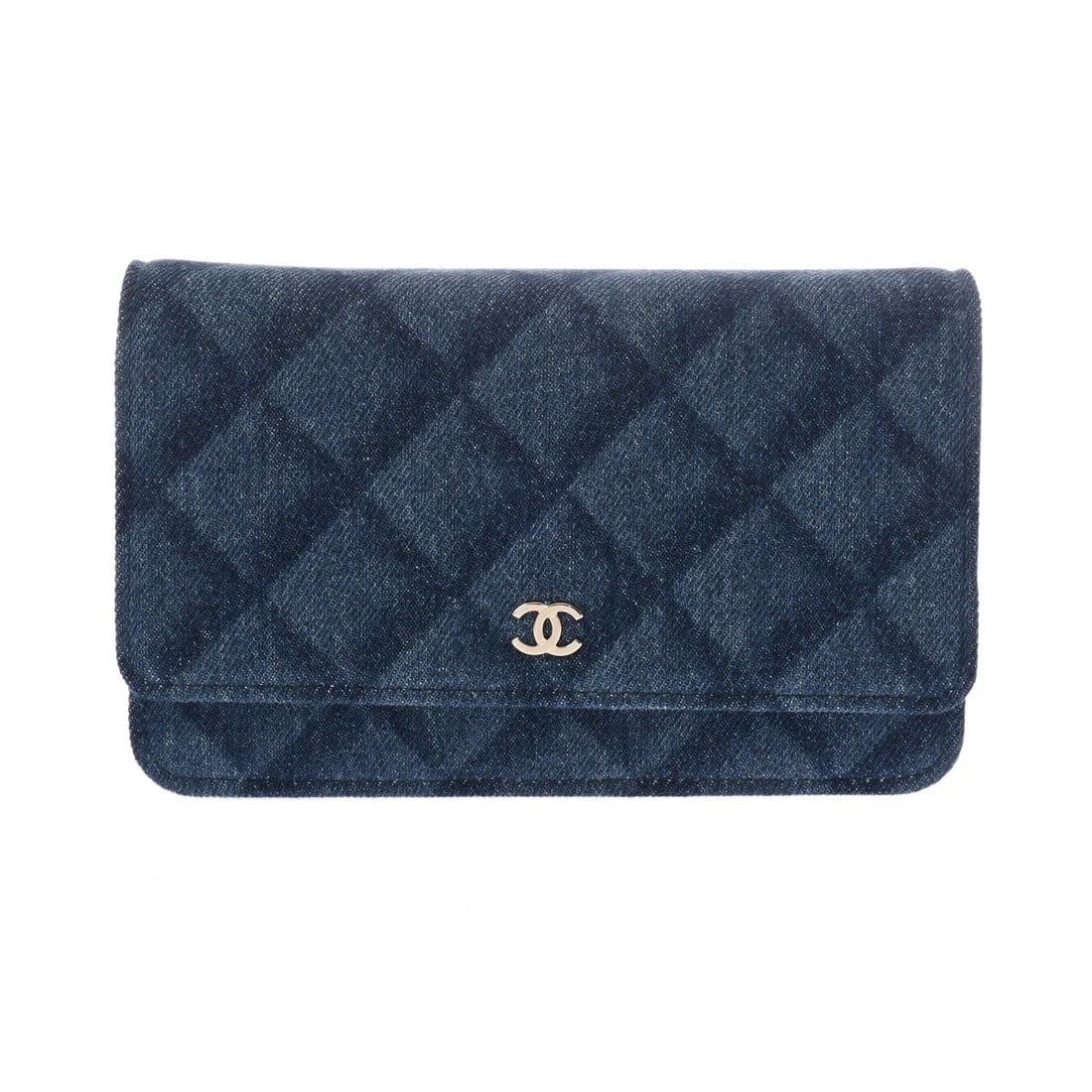 CHANEL CLASSIC CHAIN WALLET MATRASSE DENIM BLUE SHOULDER BAG