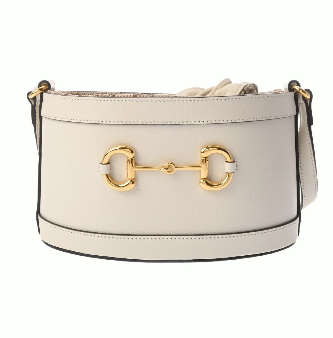 GUCCI BUCKET BAG GG CANVAS/LEATHER BEIGE/EBONY/WHITE (1 of 6)