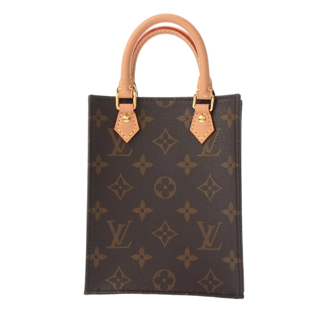 LOUIS VUITTON PETIT SAC PLAT 2WAY MONOGRAM CANVAS BROWN: LOUIS VUITTON Petit Sac Plat 2WAY Monogram canvas Brown Brand: LOUIS VUITTON Type/Style: Handbag Material: Monogram canvas Color: Brown Size: H:about 6.7inch W:about 5.3inch D:about 2.0inch Access