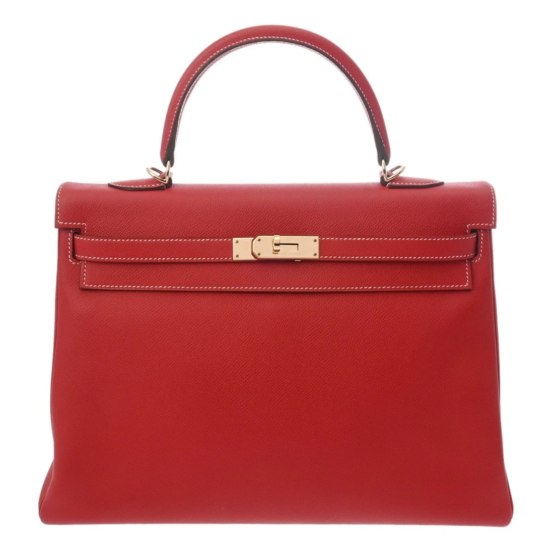 HERMES KELLY 35 VEAU EPSOM ROUGE KAZAK/BLUE THALASSA: HERMES Kelly 35 Veau Epsom Rouge Kazak/Blue Thalassa Brand: HERMES Type/Style: Handbag Material: Veau Epsom Color: Rouge Kazak/Blue Thalassa ? Champagne Gold Metal Size: H:about 9.8inch W:about 14.2in